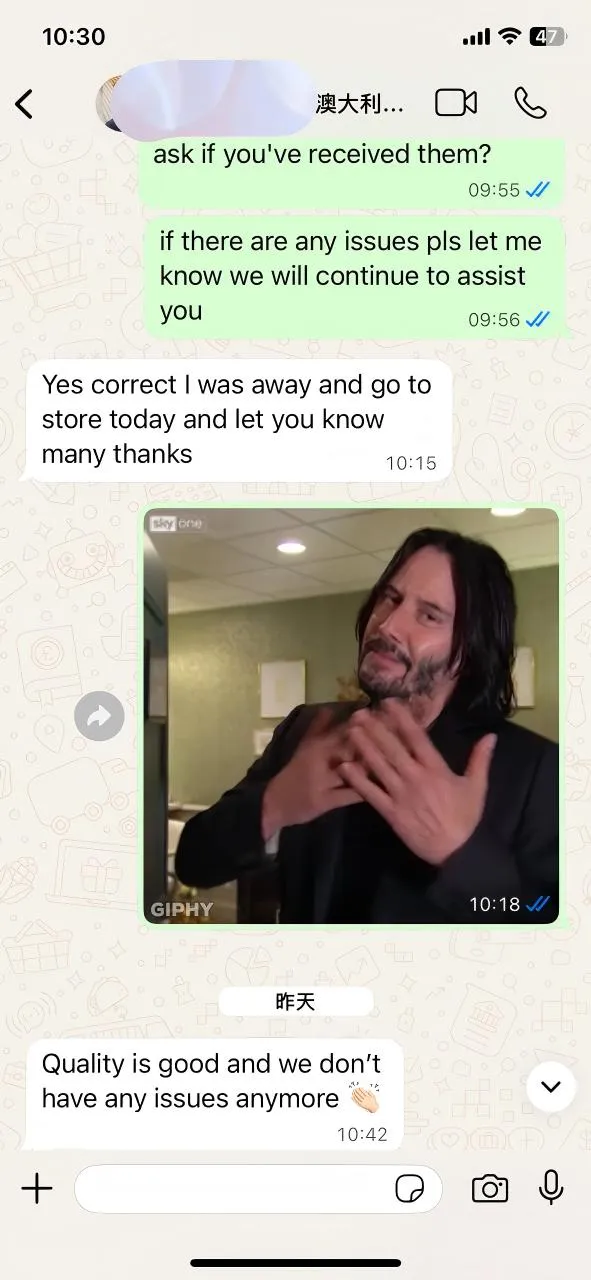 ​Comentarios de nuestro cliente australiano: La calidad es la mejor comunicación