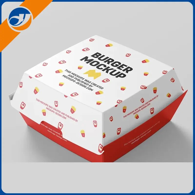 Caja de hamburguesas coloridas