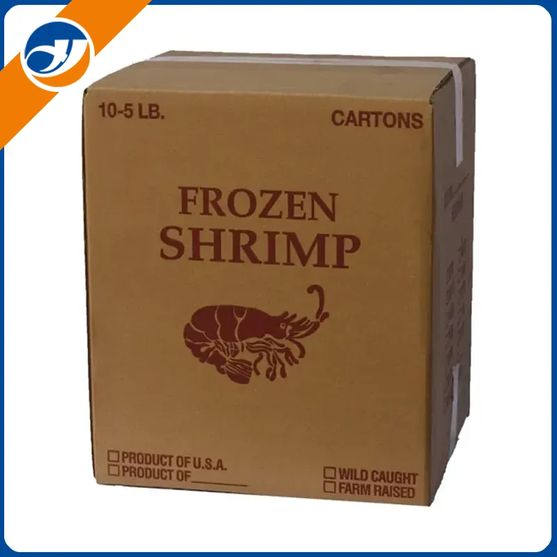 Caja de camarones congelados